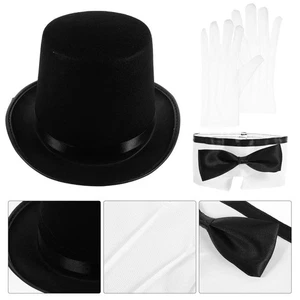 1 Set Kinder Rollenspiel Kostüm Set Zauberer Cosplay Hut Fliege Handschuhe Kinder - Bild 1 von 12