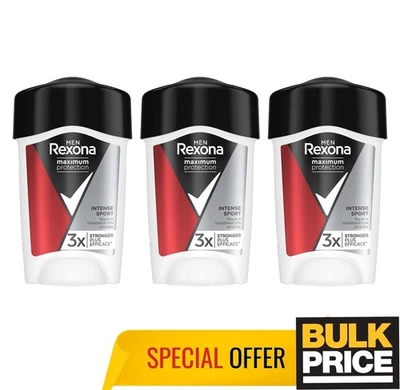 Rexona Masculino MaxPro Desodorante Esportivo Intenso Creme Stick Suor Pesado Proteger Pacote com 3 - Imagem 1 de 4