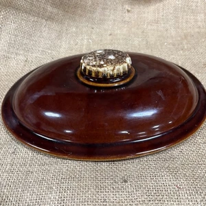 Hull Oven Proof Casserole Brown Drip Lid Only 11x8.5 EUC Vintage - Picture 1 of 4