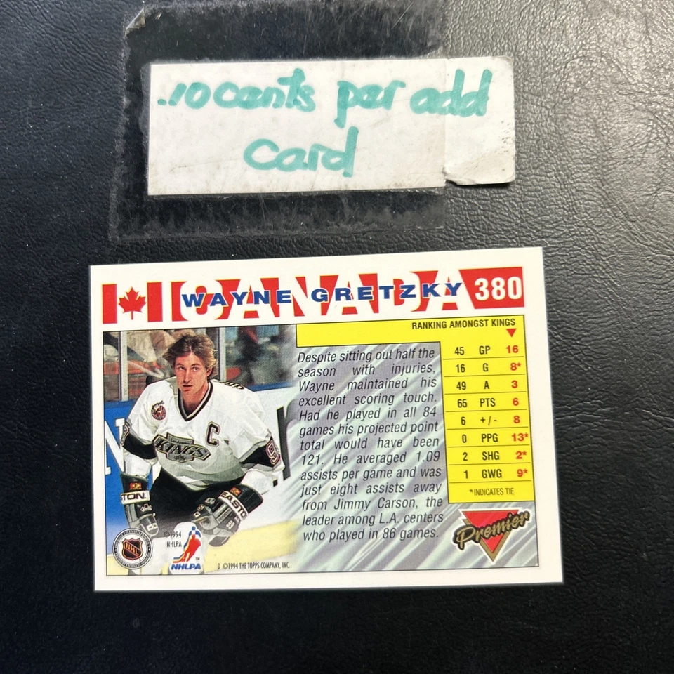 Cb51b #380 Wayne Gretzky Los Angeles Kings 1993/94 Topps Premier - Image 1 of 2