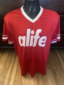 ALIFE Sportswear Mesh Jersey Red & White Spellout Size Large - Picture 1 of 7