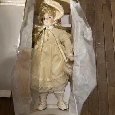 Seymour Mann Porcelain 17" Doll ~ Blonde Hair with Blue Eyes With Box And COA - Image 1 of 4
