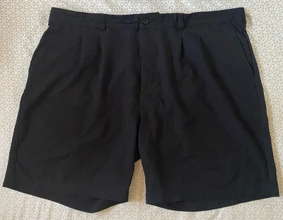 Reebok Golf Shorts Mens 48 Black Pleated Chino Sports Outdoor Stretch Pockets - Image 1 of 4