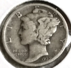 1939-P MERCURY DIME *90% SILVER, KM #140, Actual Coin Shown. - Picture 1 of 2