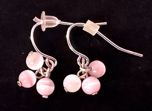 Vintage Earrings MARKED 925 STERLING SILVER Pierced Dangle Pink Jewelry lot y - Picture 1 of 3