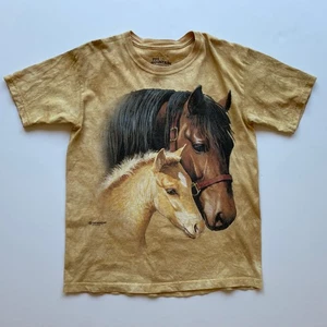 The Mountain Youth XL Gentle Touch Horse Tie Dye T-Shirt Mare & Foal Tan Brown - Picture 1 of 6