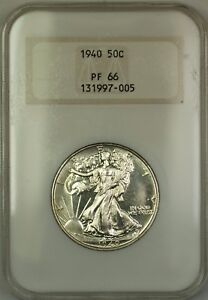 1940 Walking Liberty Silver Half Dollar Coin Old NGC Raised Logo PF-66 GEM Proof