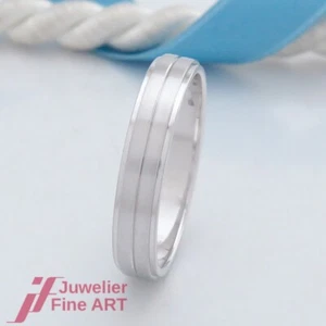 Ring - Trauring/Partnerring/Ehering - 14K/585 Weißgold - Oberfläche matt/poliert - Bild 1 von 7