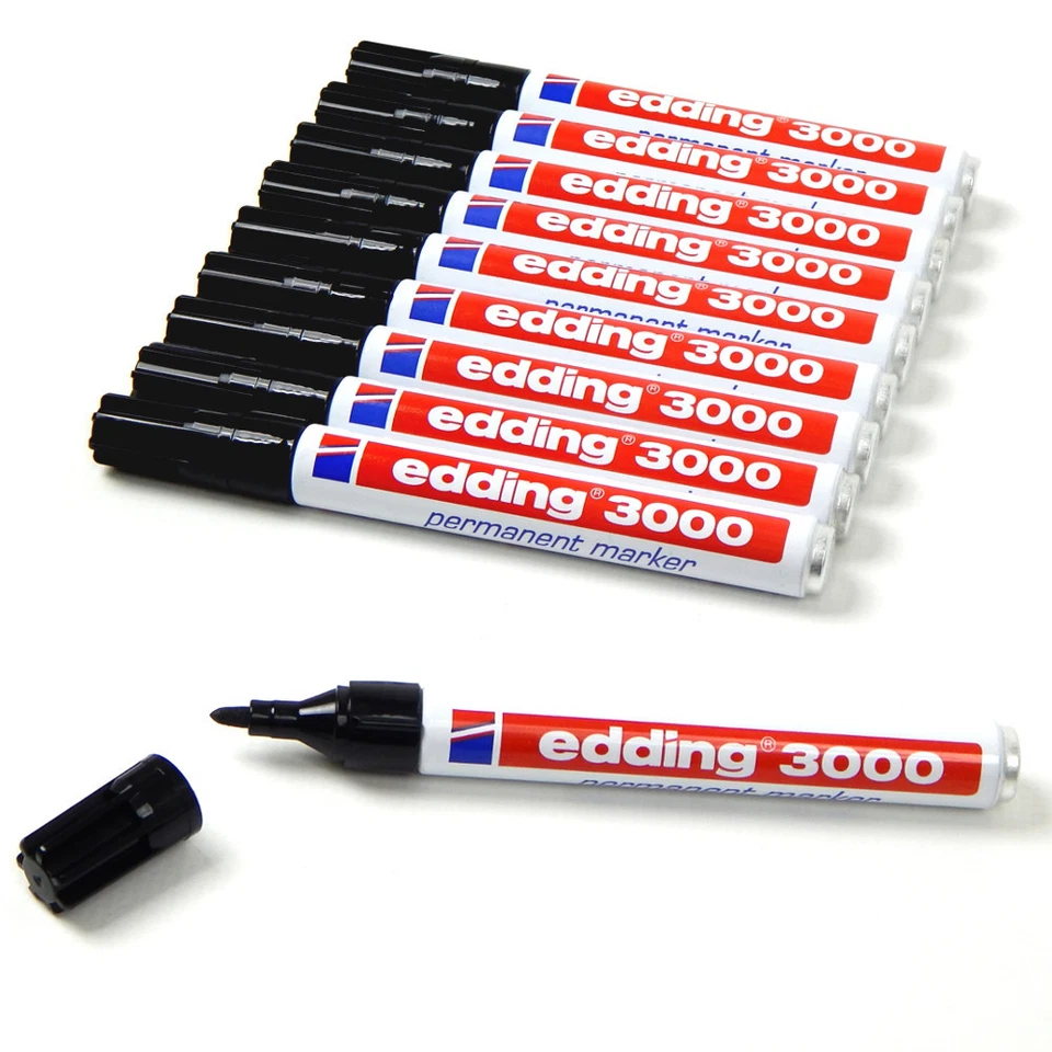 10 Stück Edding 3000 Permanent-Marker schwarz Rundspitze 1,5 -3 mm Filzstift NEU