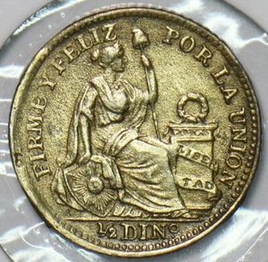 Peru 1908 FG 1/2 Dinero 196564 combine shipping - Picture 1 of 2
