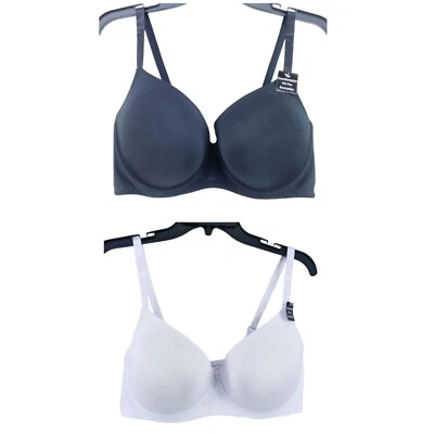 Conjunto de 2 sutiãs Bobbie Brooks cobertura total camiseta tamanho 42D branco preto - Imagem 1 de 4