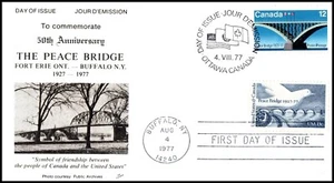 Canada FDC - 1977 - Peace Bridge Scott #'s 737 & 1721, Joint Issue NR Cover - Picture 1 of 1