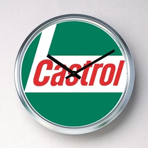 CASTROL Wanduhr Edelstahl lautlos Quarz Mann Höhle Garage Schuppen Motoröl  - Bild 1 von 12