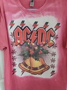 ACDC Hells Bells Rock And Roll Band Christmas Holiday T-shirt Size Large AC/DC - Picture 1 of 8