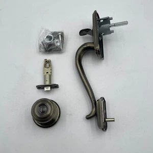 SCHLAGE Camelot Front Entry Handle FE285 CAM 609 GEO Antique Brass - Picture 1 of 3