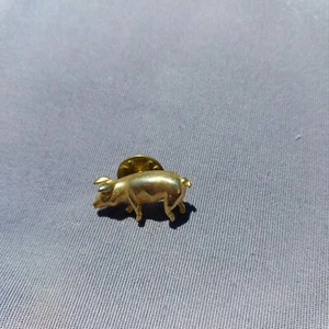 Prendedor chaqueta chaleco sombrero metal dorado cerdo 3D - Imagen 1 de 2