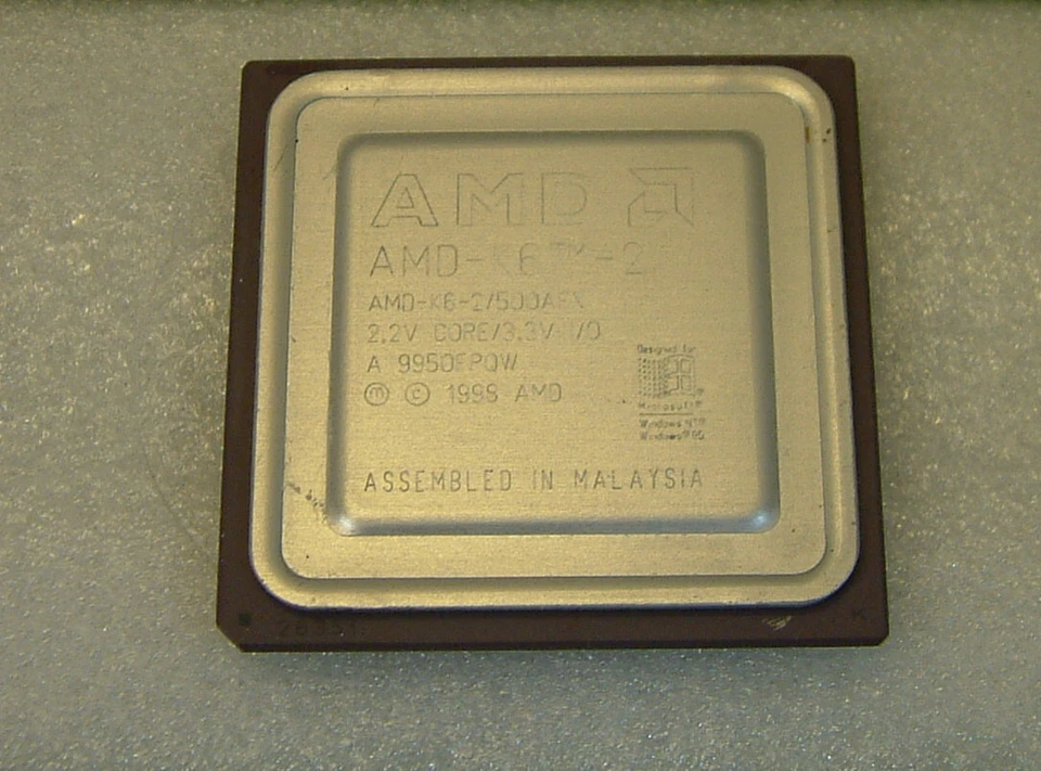 Vintage CPU Processor AMD K6-2 /500AFX 500Mhz Super Socket7 [Gold Recovery] - Image 1 of 1
