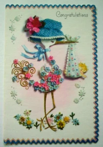 Mr. Stock delivers new baby unsigned vintage greeting card *TT5 - Picture 1 of 3