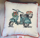 NWOT Threshold Embroidered Holiday Christmas Vespa Scooter Throw Pillow