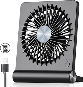 Small Desk Fan 220° Tilt Folding 3 Speeds Adjustable USB-C Corded- Black - Picture 1 of 6