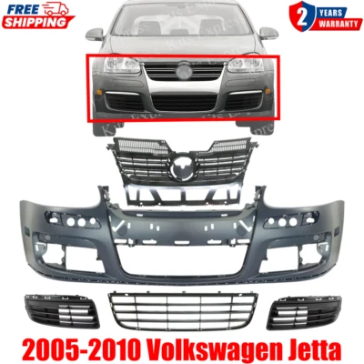 Bumper Cover Primed & Grille Assembly With Bazels For 2005-2010 Volkswagen Jetta Foto 1 de 4