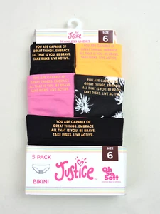 Lot of 2 Justice Girl's Nylon Spandex Bikini Underwear 5-Pack Size 6 - Picture 1 of 3
