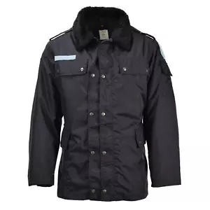 Original French military police rain jacket lined outdoor army faux fur Black - Picture 1 of 5