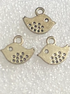 CLEARANCE-Jewelry Making Findings-Alloy Silver Tone Bird Charms   10mm   10ct - Picture 1 of 5
