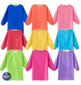 Teen Girl Boy Children Solid simple Bib school Apron Art Paint Smock Shirt 1-14y - Picture 1 of 33