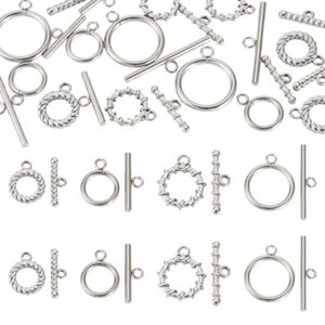 12Sets  Stainless Steel Toggle Clasps For DIY Handmade Jewelry Making Components - Picture 1 of 8