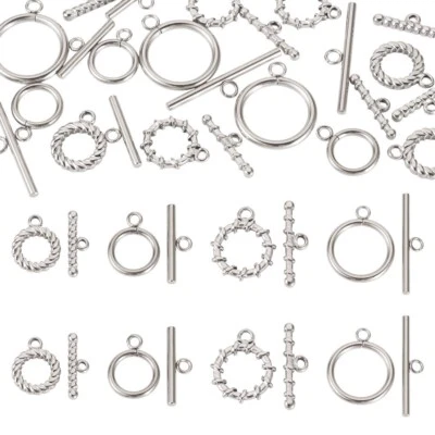 12Sets  Stainless Steel Toggle Clasps For DIY Handmade Jewelry Making Components - Image 1 of 4