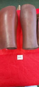 Polainas de cuero marrón oficiales alemanes imperiales originales de la Primera Guerra Mundial - Imagen 1 de 3
