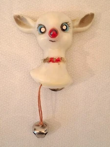 VTG 1960s LIGHT UP NOSE CHRISTMAS RUDOLPH REINDEER PIN BROACH COMPLETE WORKING - Picture 1 of 8