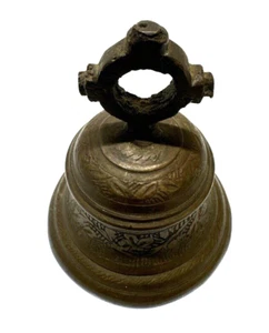 "Campana de latón grabada de colección elefante meditación oración campana de templo diseño floral de 3""" - Imagen 1 de 16