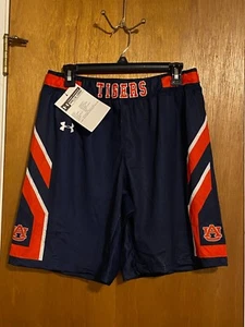 NWT Auburn Tigers Men’s Basketball Shorts Under Armour Navy Blue Orange Size Lg - Picture 1 of 10