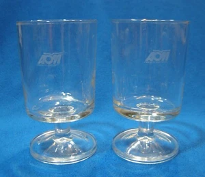 2 AOM French Airline Stem Wine Glasses 4" Tall Clear Luminarc - Picture 1 of 3