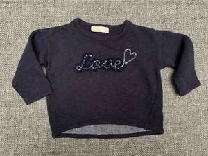 Zara Girls ‘Love’ Sweatshirt Size 4 104 Blue - Picture 1 of 5