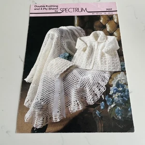 Knitting Pattern Spectrum DK & 4 Ply Babies Coat, Bonnet & Shawl 16-20" 7037 - Picture 1 of 2