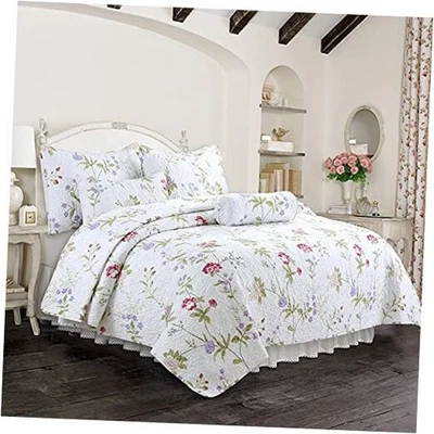 Azalea Floral Chintz Paisley Microfiber Reversible Quilt Queen Spring Floral - Image 1 of 4