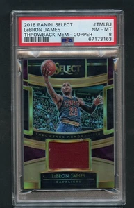 Parche de cobre Select Lebron James 2018 retro con memoria/49 PSA 8 casi nuevo como nuevo - Imagen 1 de 2