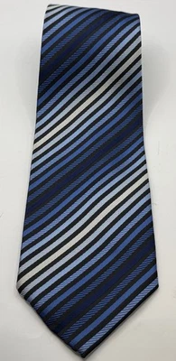 Giorgio Armani Silk Neck Tie Blue Striped Made In Italy - Image 1 of 4