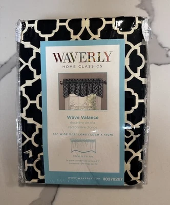 "Nuevo WAVERLY LOVELY LATTICE Wave 2.5"" VARILLA BOLSILLO CENEFA NEGRO ÓNIX 50"" X 16" Foto 1 de 4