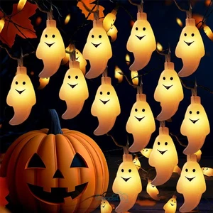 Halloween Party Outdoor Decorations Garden Decoration 20 LED Ghost String Lights - Picture 1 of 15