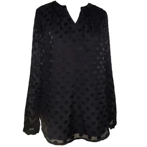 Talbots Petite PS schwarz gepunktet Polyester gefüttert Langarm V-Ausschnitt Bluse Top - Bild 1 von 5