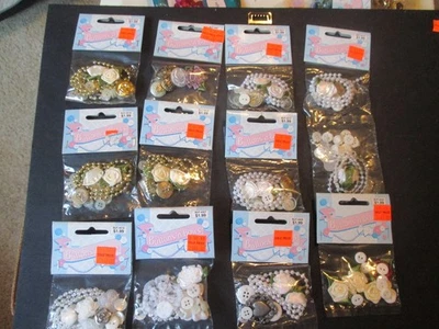 Buttons & Bows--Pink, Blue, Gold, White tones. New! - Image 1 of 4