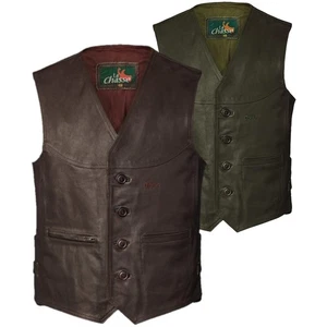 La Chasse® Lederweste Büffellederweste Jagdweste aus echtem Leder braun, oliv - Picture 1 of 11