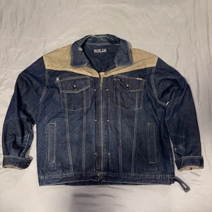 Barcode Jeans Jacket Vintage Hip Hop Oversized Full Zip Men’s XXXL 3XL - Picture 1 of 15