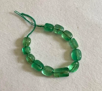 Rare Panjshir Emerald Old Vintage Drilled Tube Beads 12 pcs / 5-7.40 mm/ 7.60 ct - Image 1 of 4