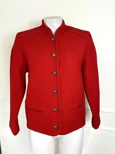 Sigi Scheiber Woman's Jacket 100% WOOL Red Cardigan SZ 40 ~ Made in AUSTRIA ~ - Picture 1 of 11