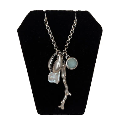 Colar pingente amuleto marca sorte estilo concha praia boho férias de primavera 16,5-18" - Imagem 1 de 4